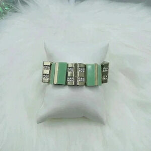 Light Jade Green Rhinestones Chunky Bracelet